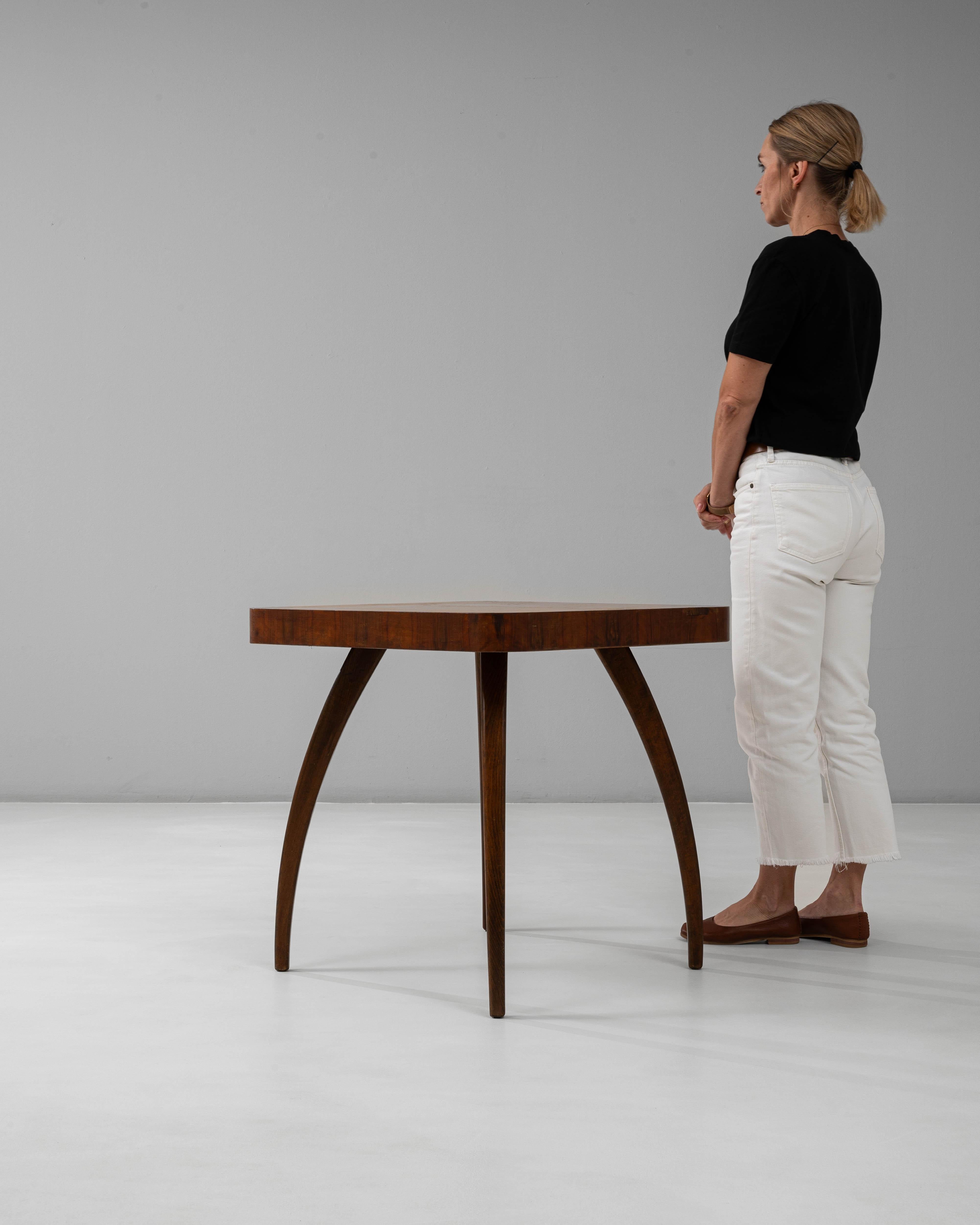Wood 1960s Czech Spider Table by J. Halabala in Original Patina