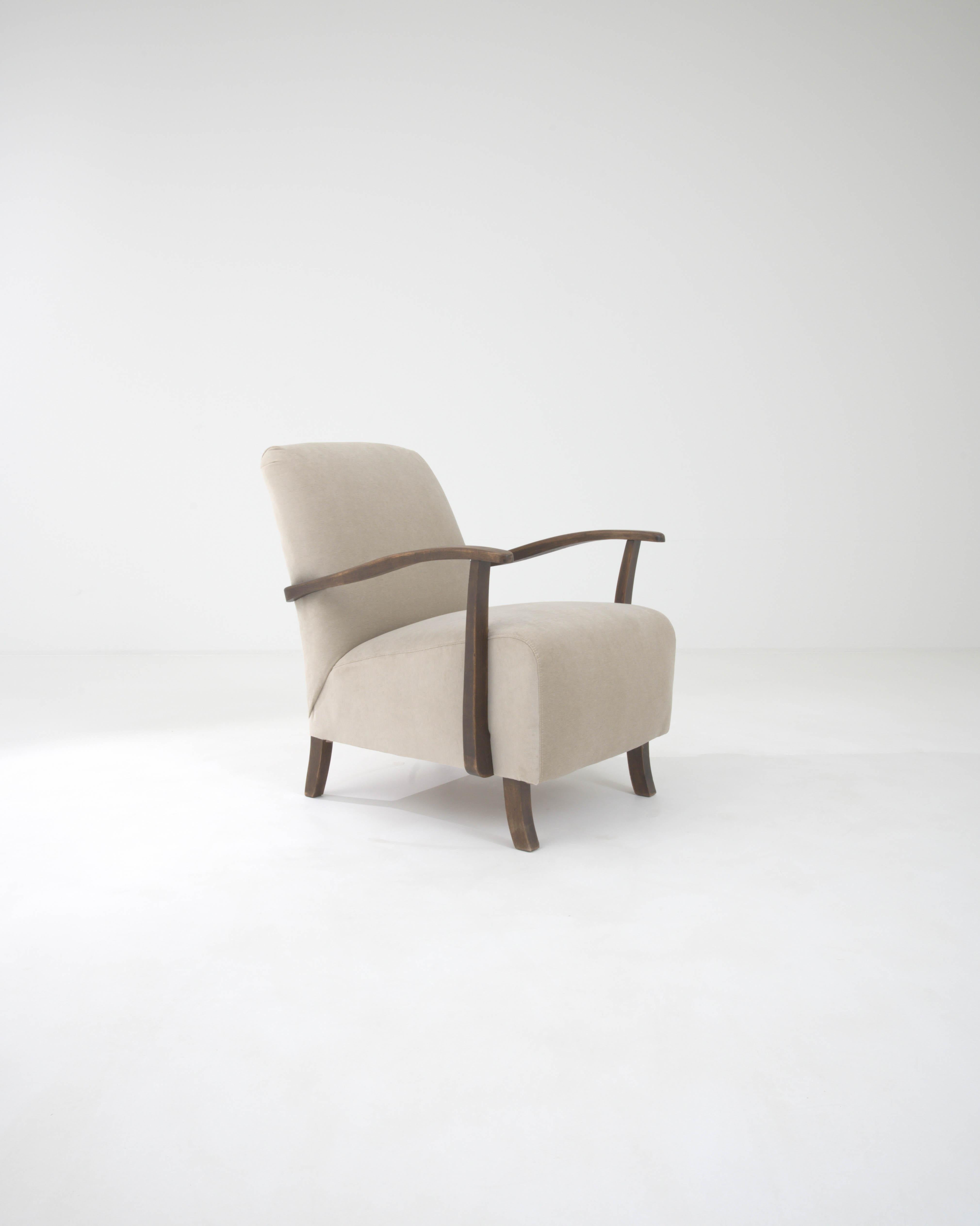 Mid-Century Modern 1960s Czech Upholstered Armchair For Sale
