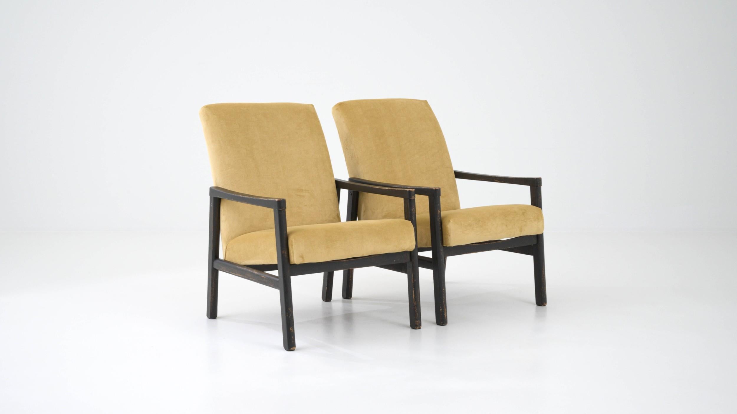 1960s Czech Upholstered Armchairs, a Pair For Sale 4