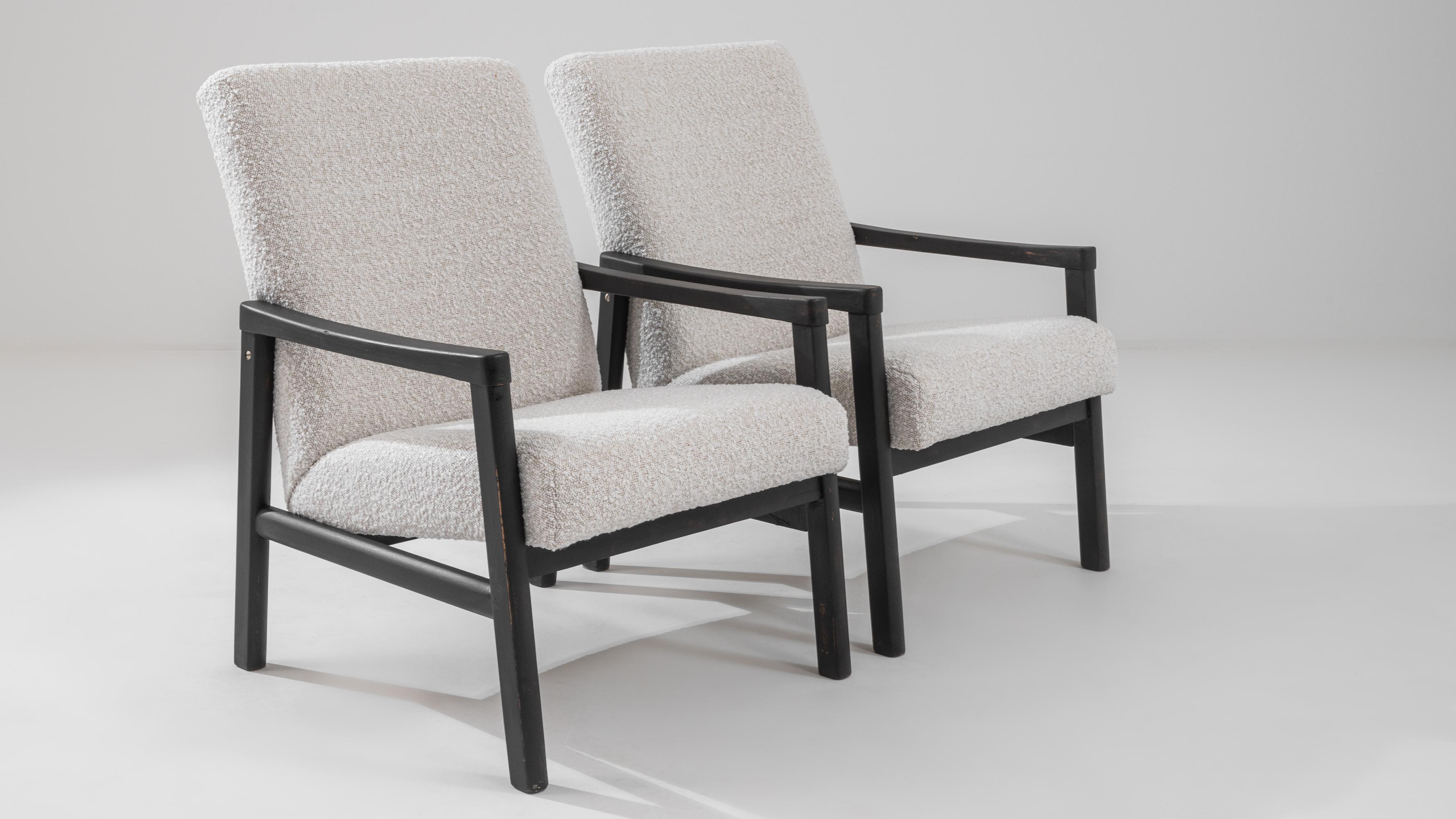 1960s Czech Upholstered Armchairs, a Pair 4