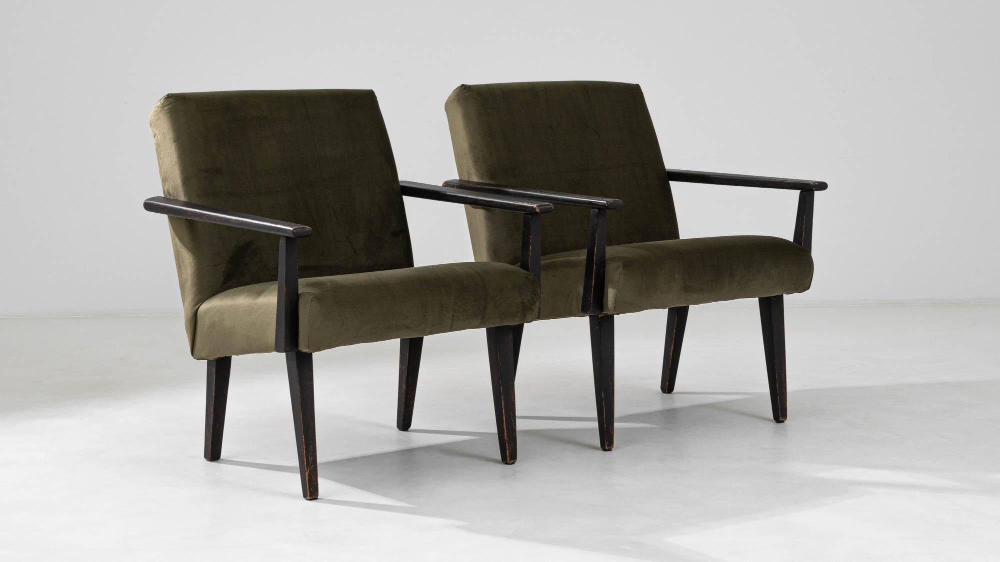 1960s Czech Upholstered Armchairs, a Pair For Sale 5
