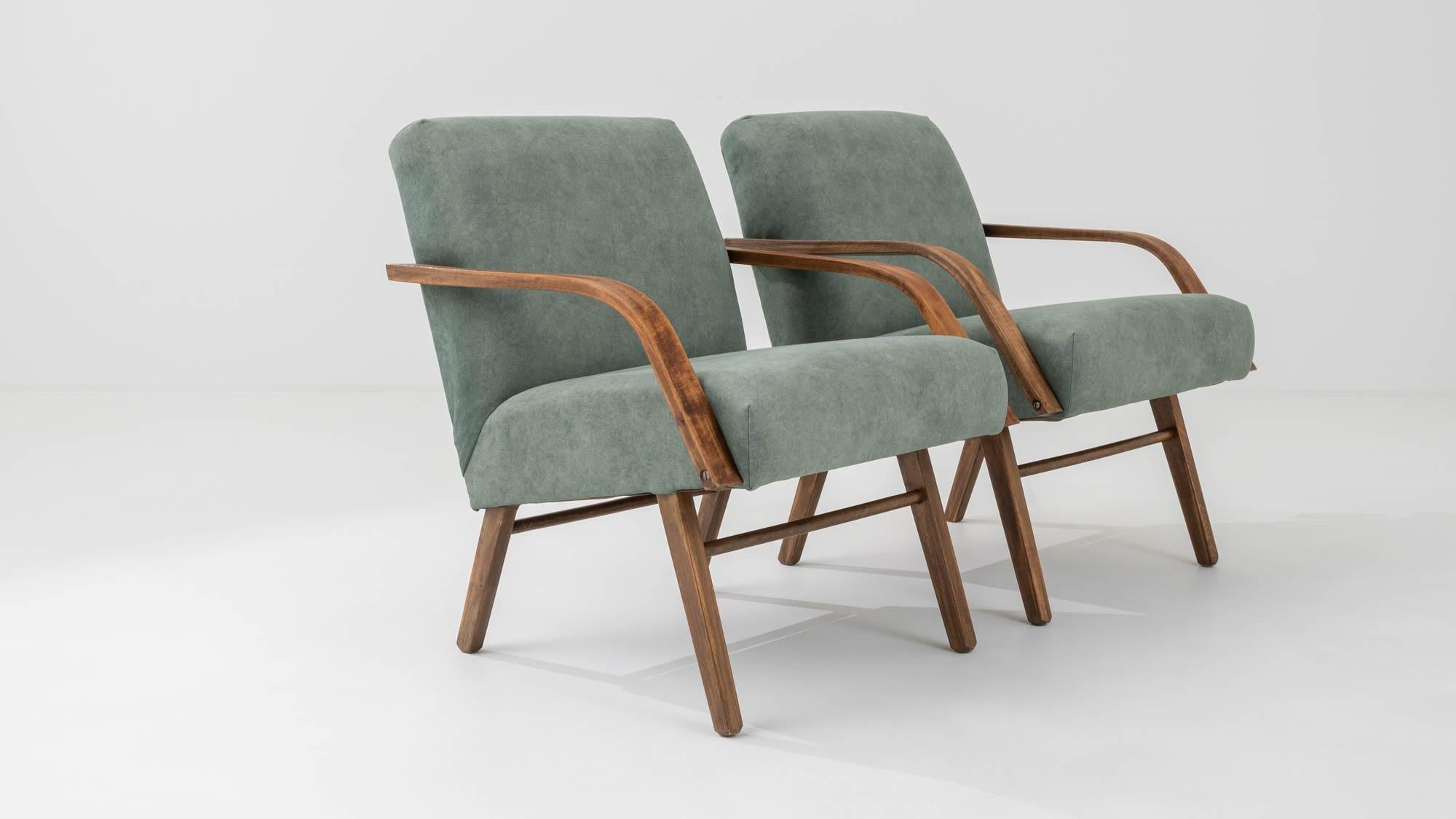 1960s Czech Upholstered Armchairs, a Pair For Sale 8