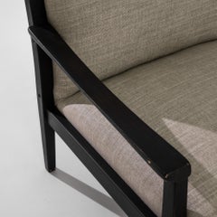 1960s Czech Upholstered Armchairs with Black Wood Frame, Mid-Century