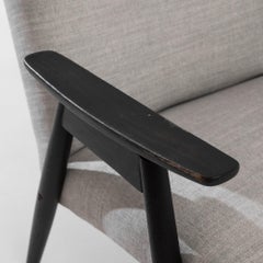 1960s Mid-Century Modern Upholstered Armchairs with Black Wood
