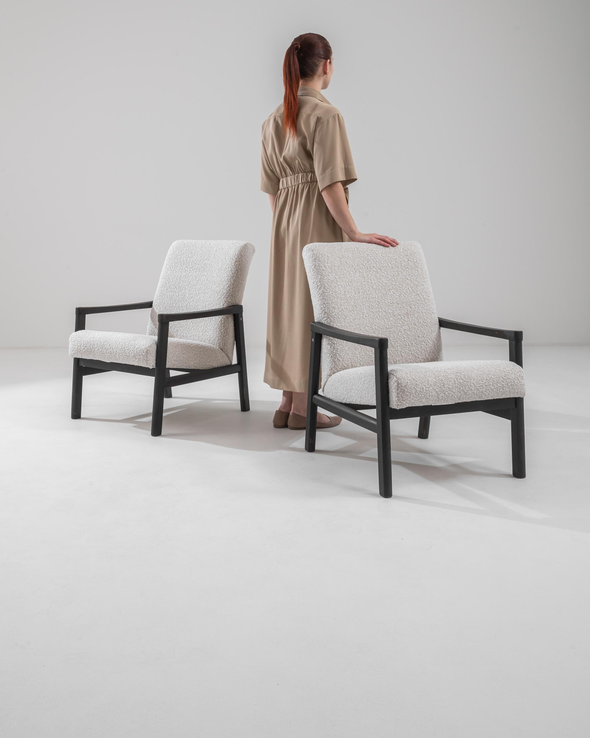 Mid-Century Modern 1960s Czech Upholstered Armchairs, a Pair