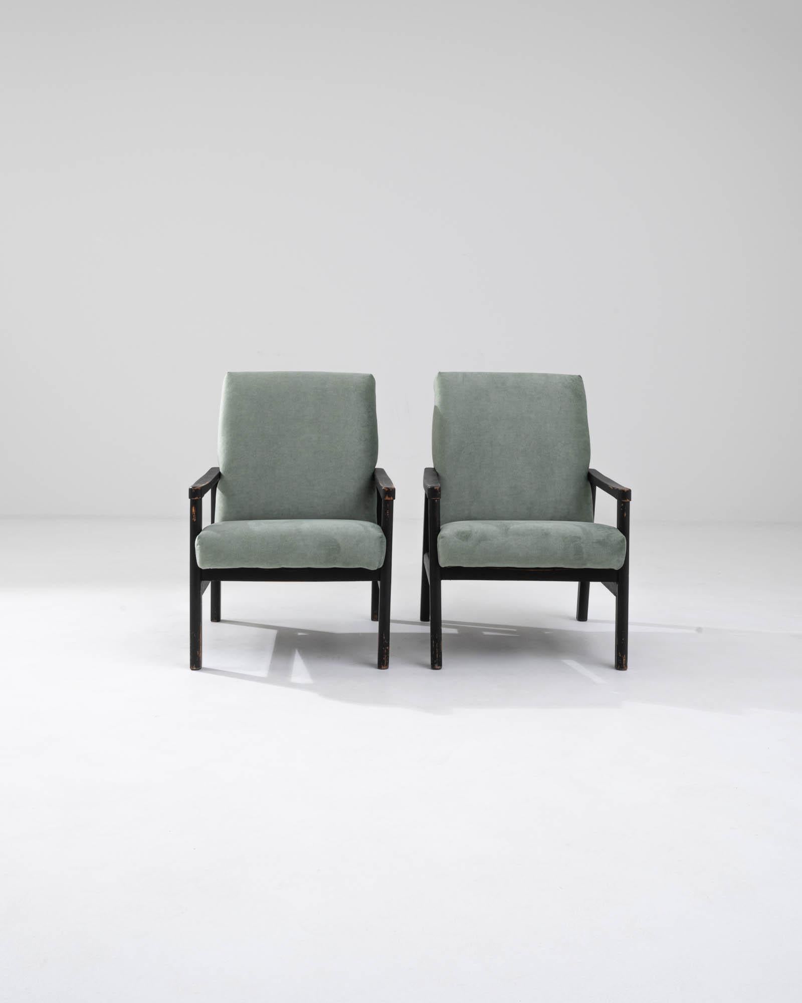 1960s Czech Upholstered Armchairs, a Pair In Good Condition In High Point, NC