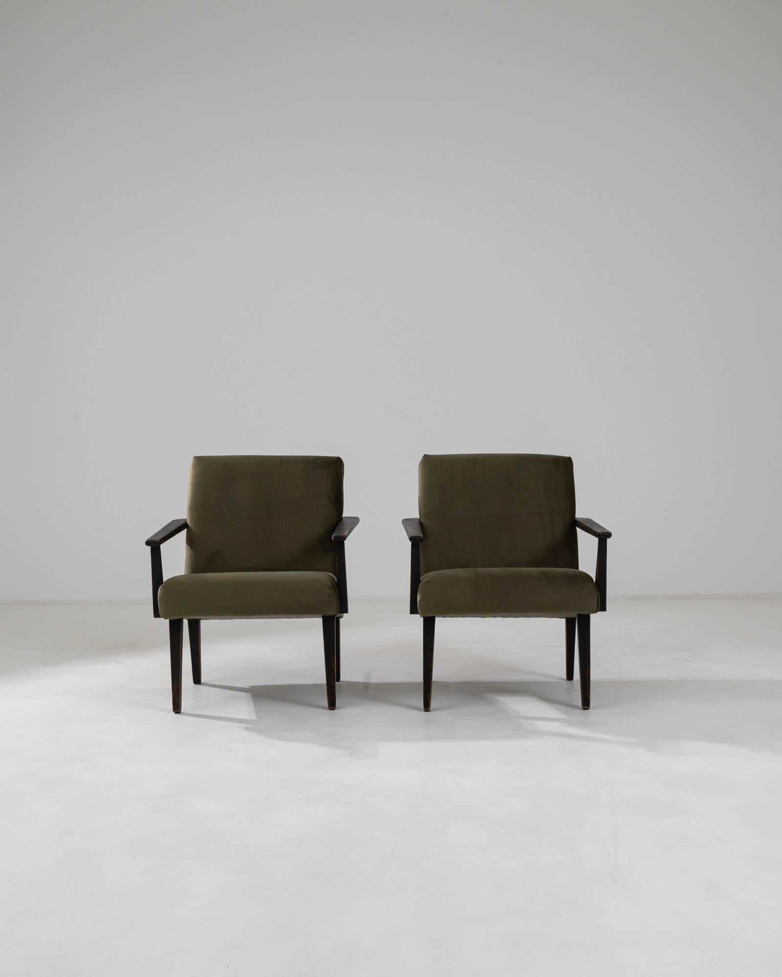 20th Century 1960s Czech Upholstered Armchairs, a Pair For Sale