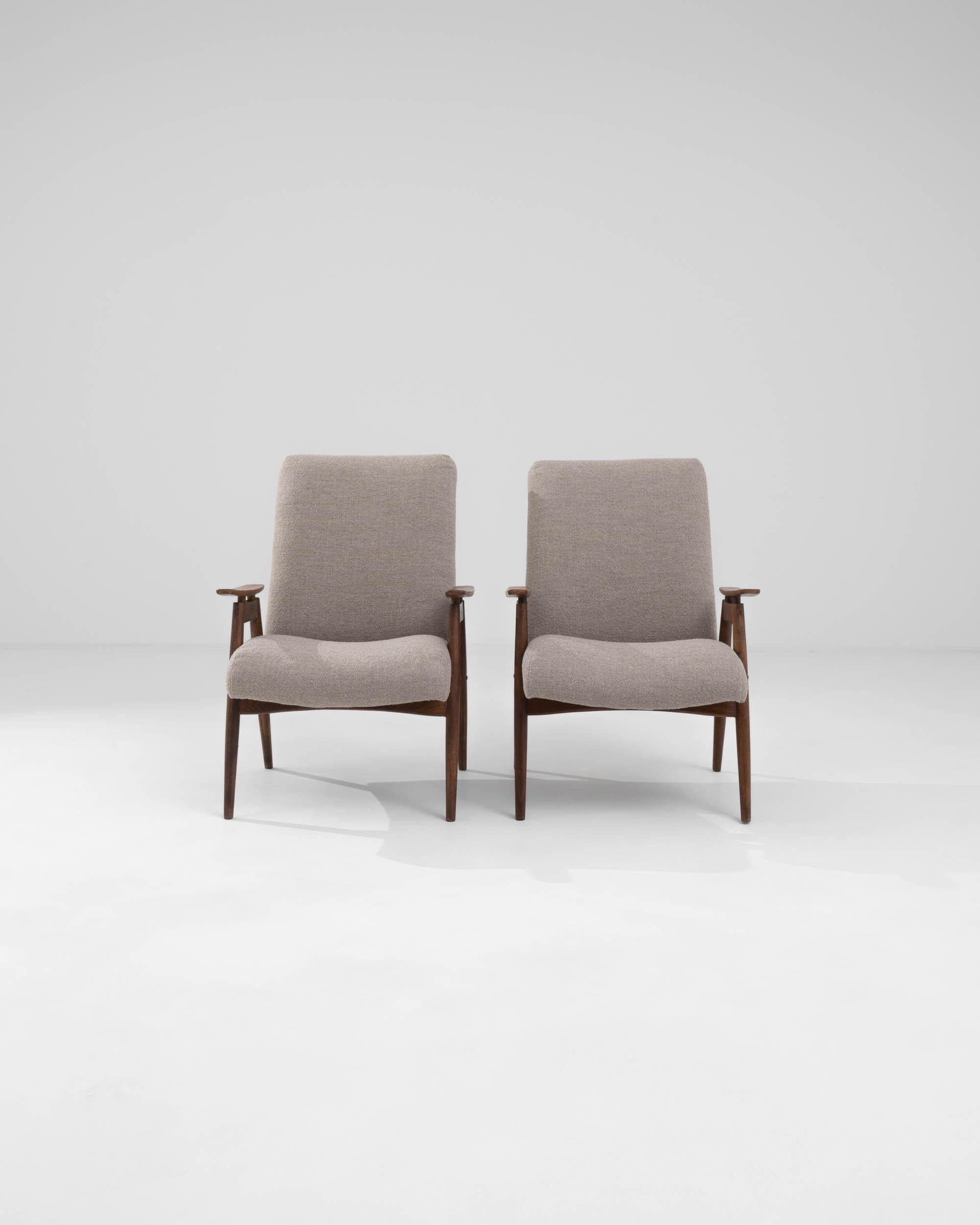 20th Century 1960s Czech Upholstered Armchairs, a Pair For Sale