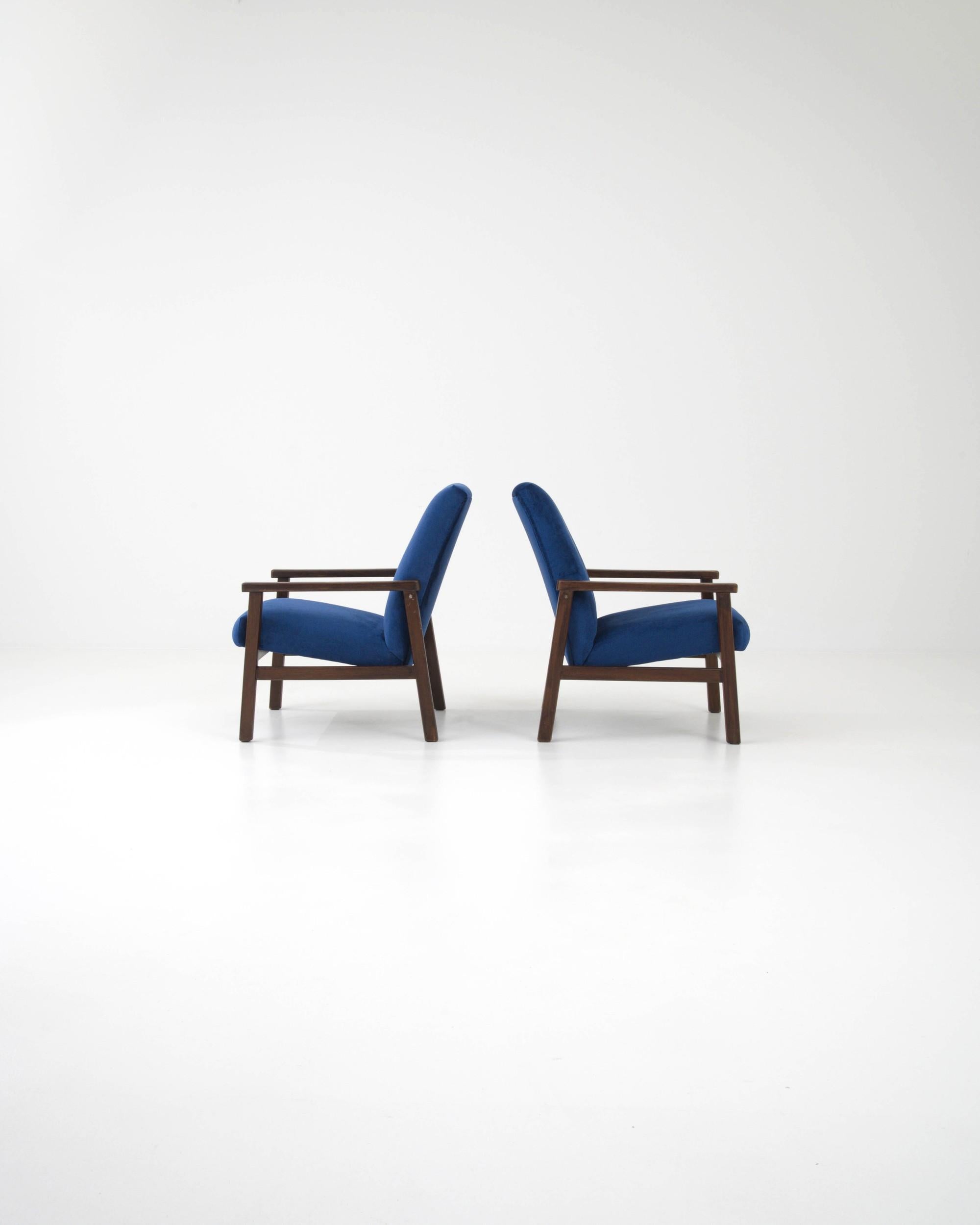 Mid-20th Century 1960s Czech Upholstered Armchairs, a Pair