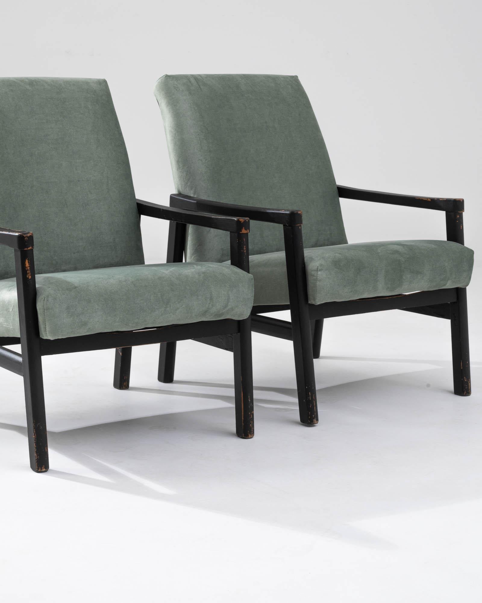 1960s Czech Upholstered Armchairs, a Pair 3