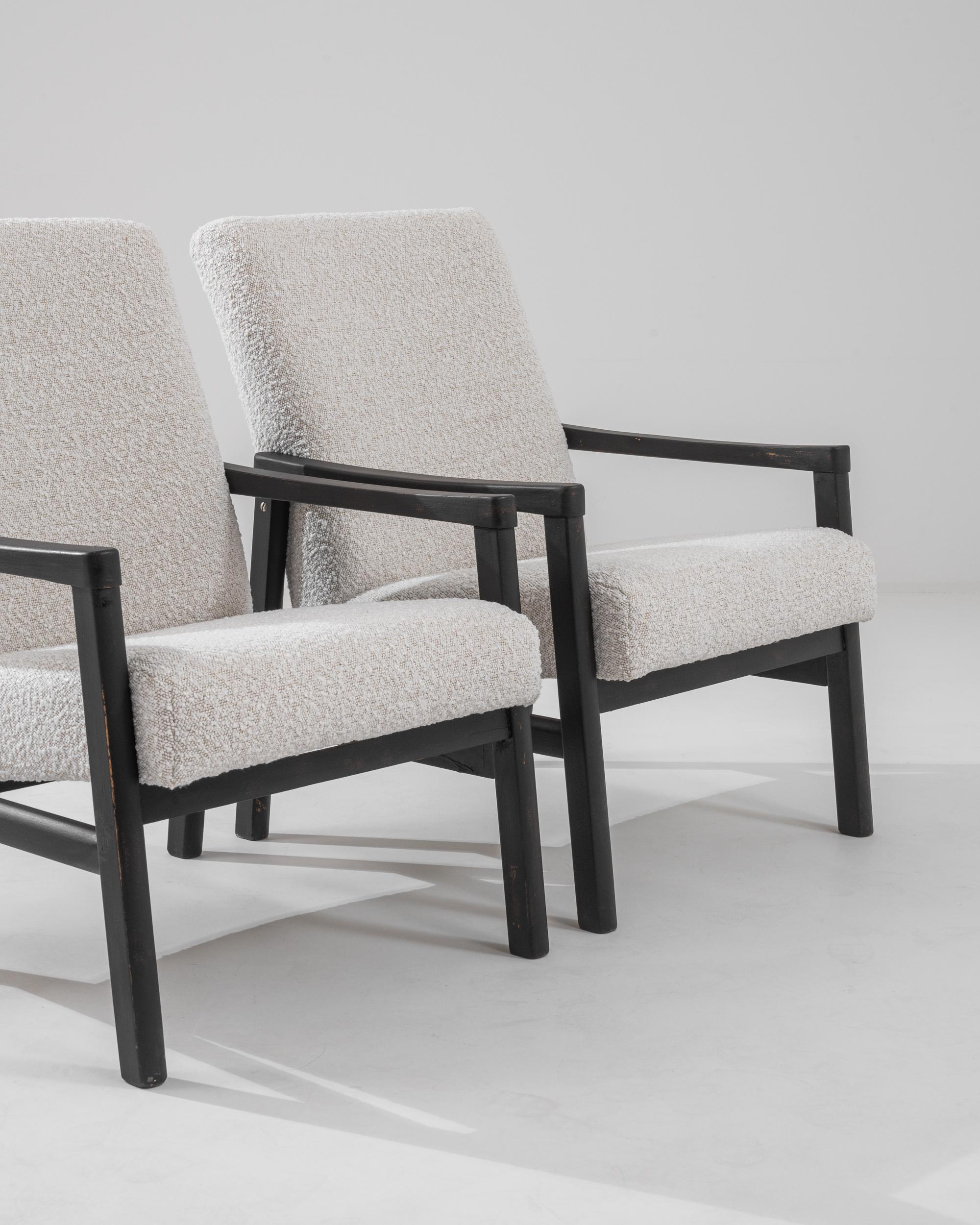 1960s Czech Upholstered Armchairs, a Pair 3