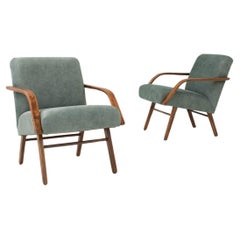 Vintage 1960s Czech Upholstered Armchairs, a Pair