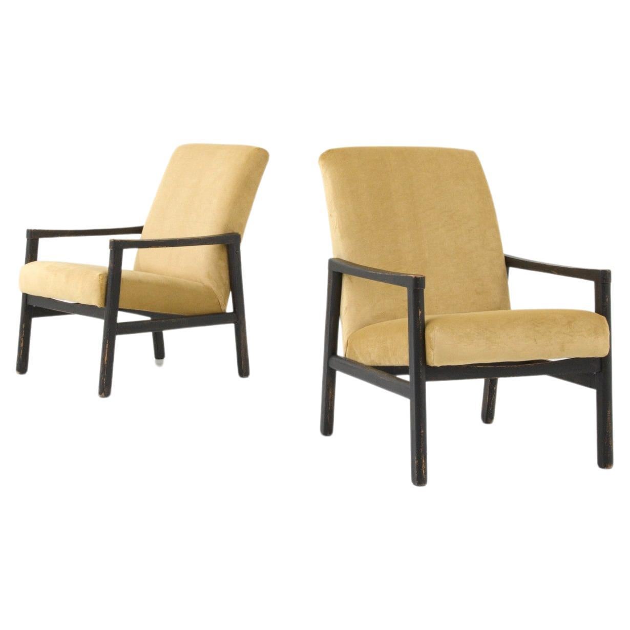 1960s Czech Upholstered Armchairs, a Pair For Sale