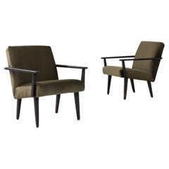 Retro 1960s Czech Upholstered Armchairs, a Pair