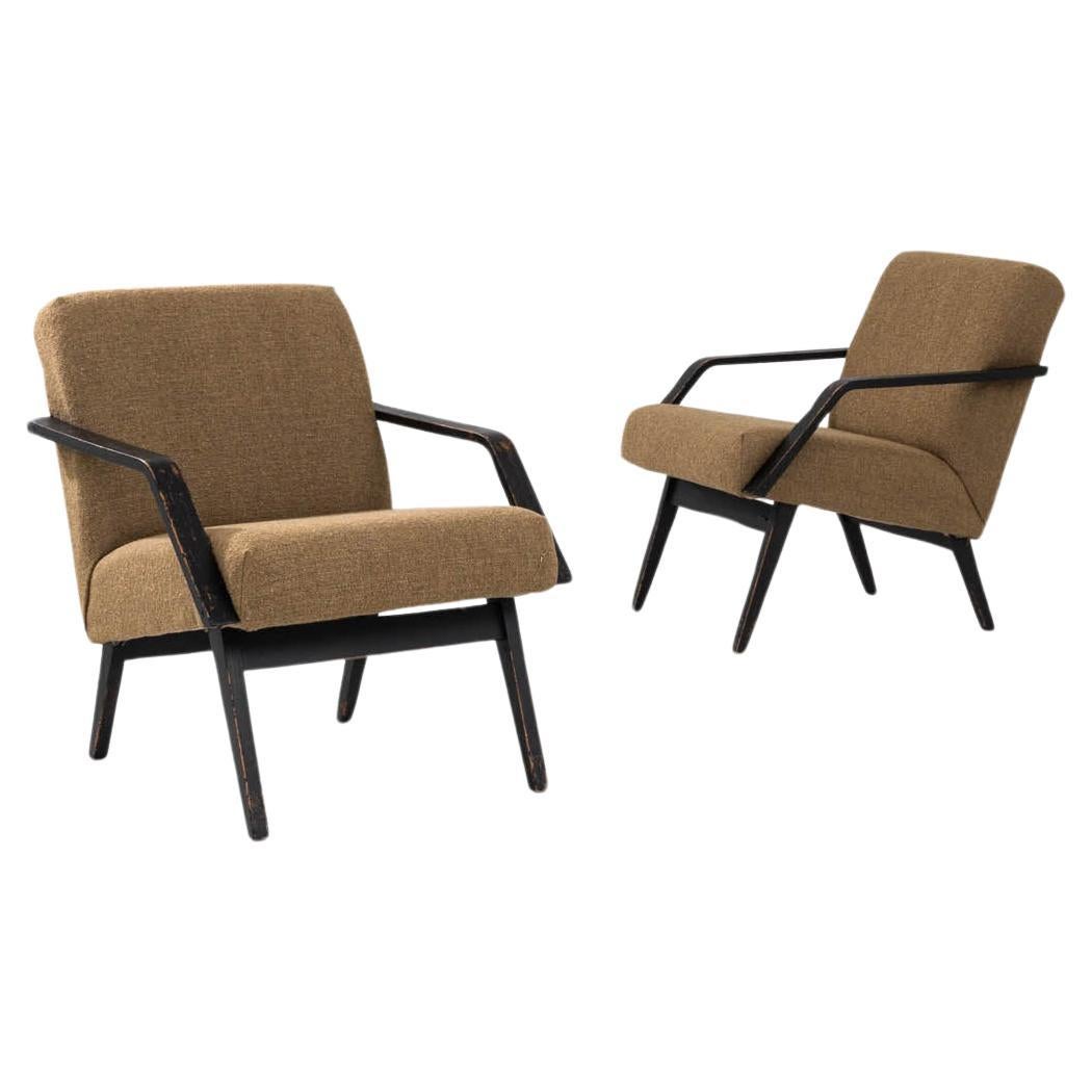 1960s Czech Upholstered Armchairs, a Pair For Sale