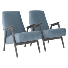 Vintage 1960s Czech Upholstered Armchairs, a Pair