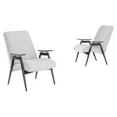 1960s Czech Upholstered Armchairs, a Pair