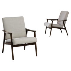 1960s Czech Upholstered Armchairs, a Pair