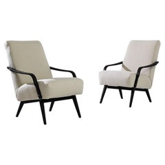 Vintage 1960s Czech Upholstered Armchairs, a Pair