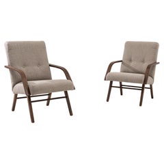 1960s Czech Upholstered Armchairs, a Pair