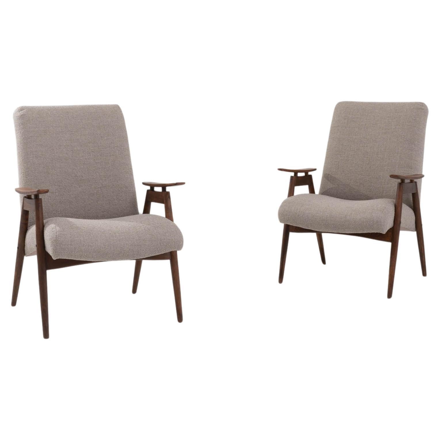1960s Czech Upholstered Armchairs, a Pair For Sale