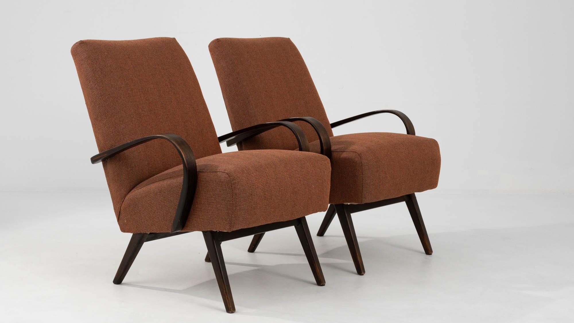 1960s Czech Upholstered Armchairs By J. Halabala, a Pair For Sale 5