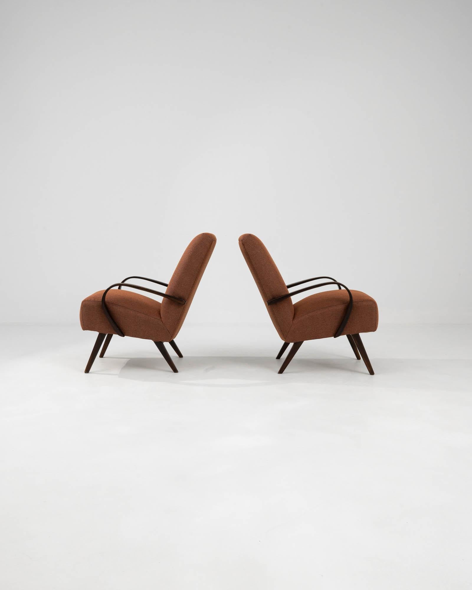 20th Century 1960s Czech Upholstered Armchairs By J. Halabala, a Pair For Sale
