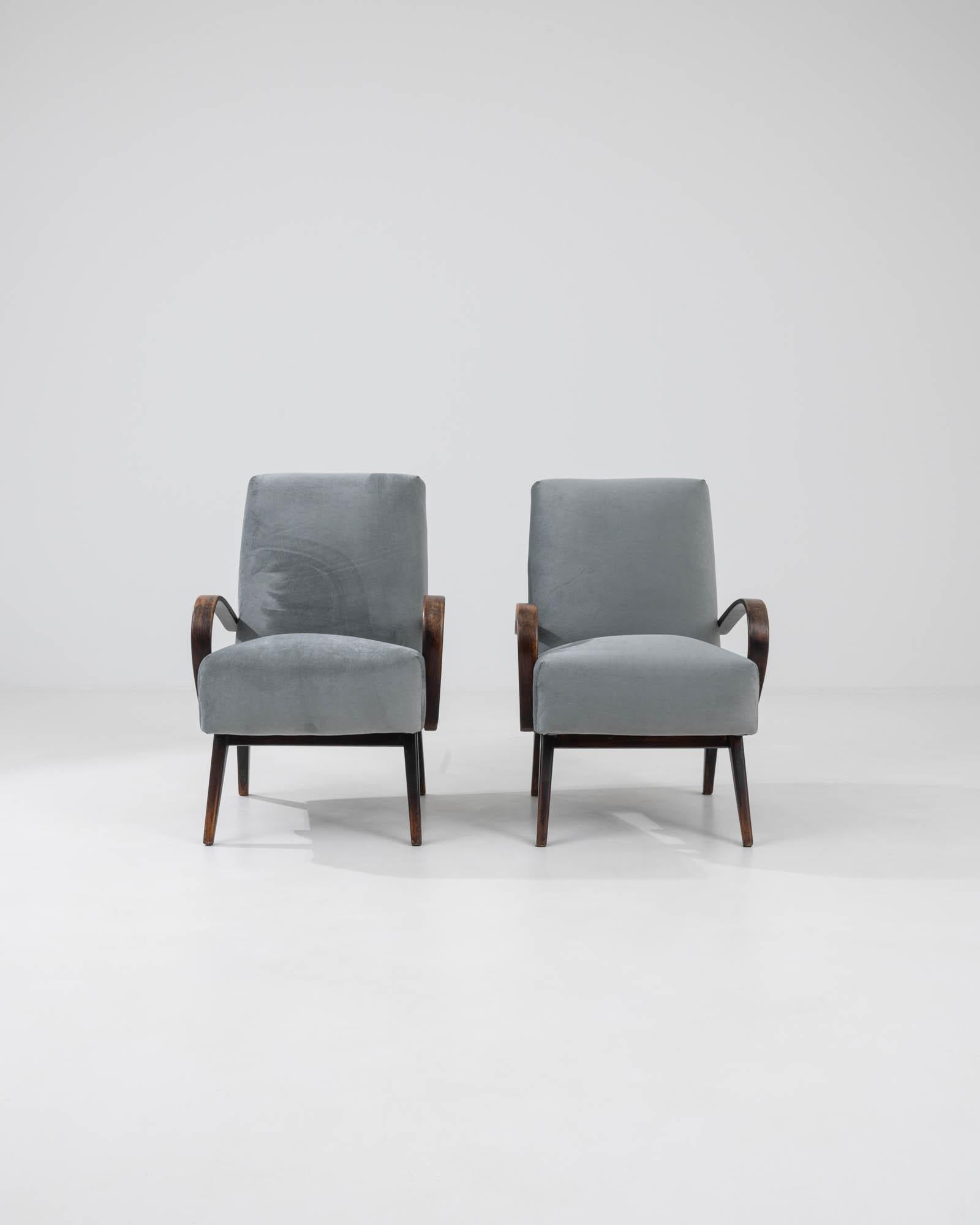 20th Century 1960s Czech Upholstered Armchairs By J. Halabala, a Pair For Sale