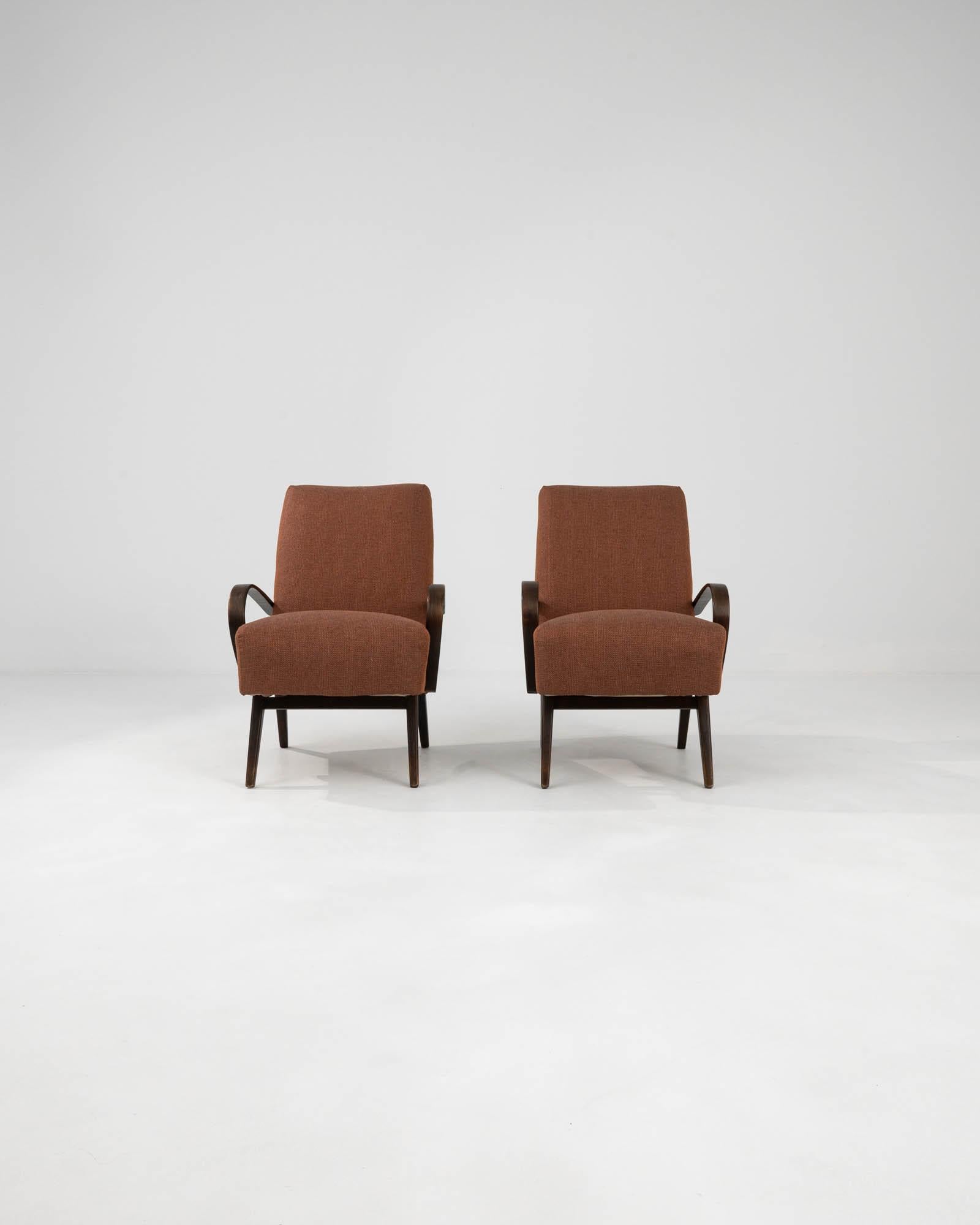 Upholstery 1960s Czech Upholstered Armchairs By J. Halabala, a Pair For Sale