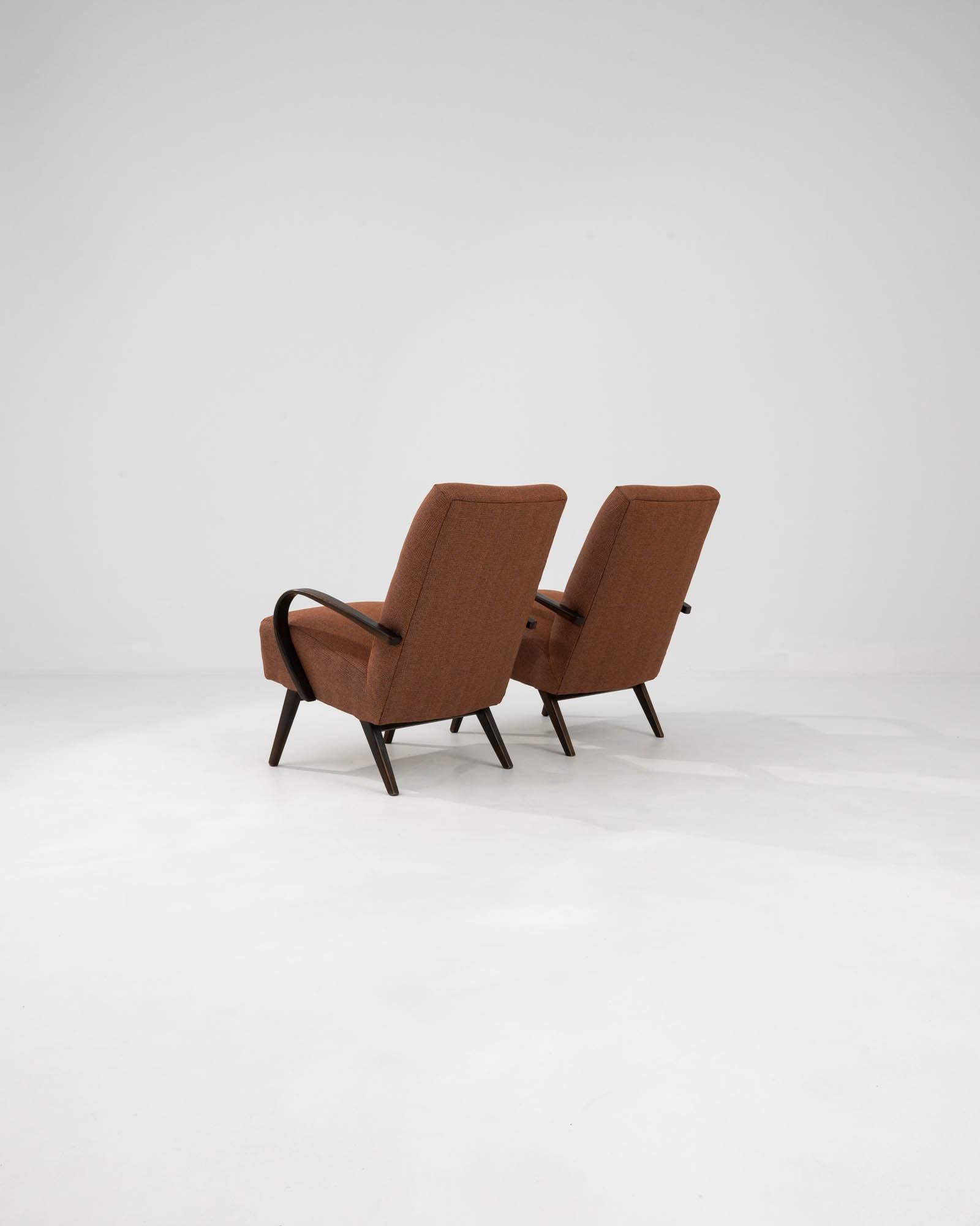 1960s Czech Upholstered Armchairs By J. Halabala, a Pair 1