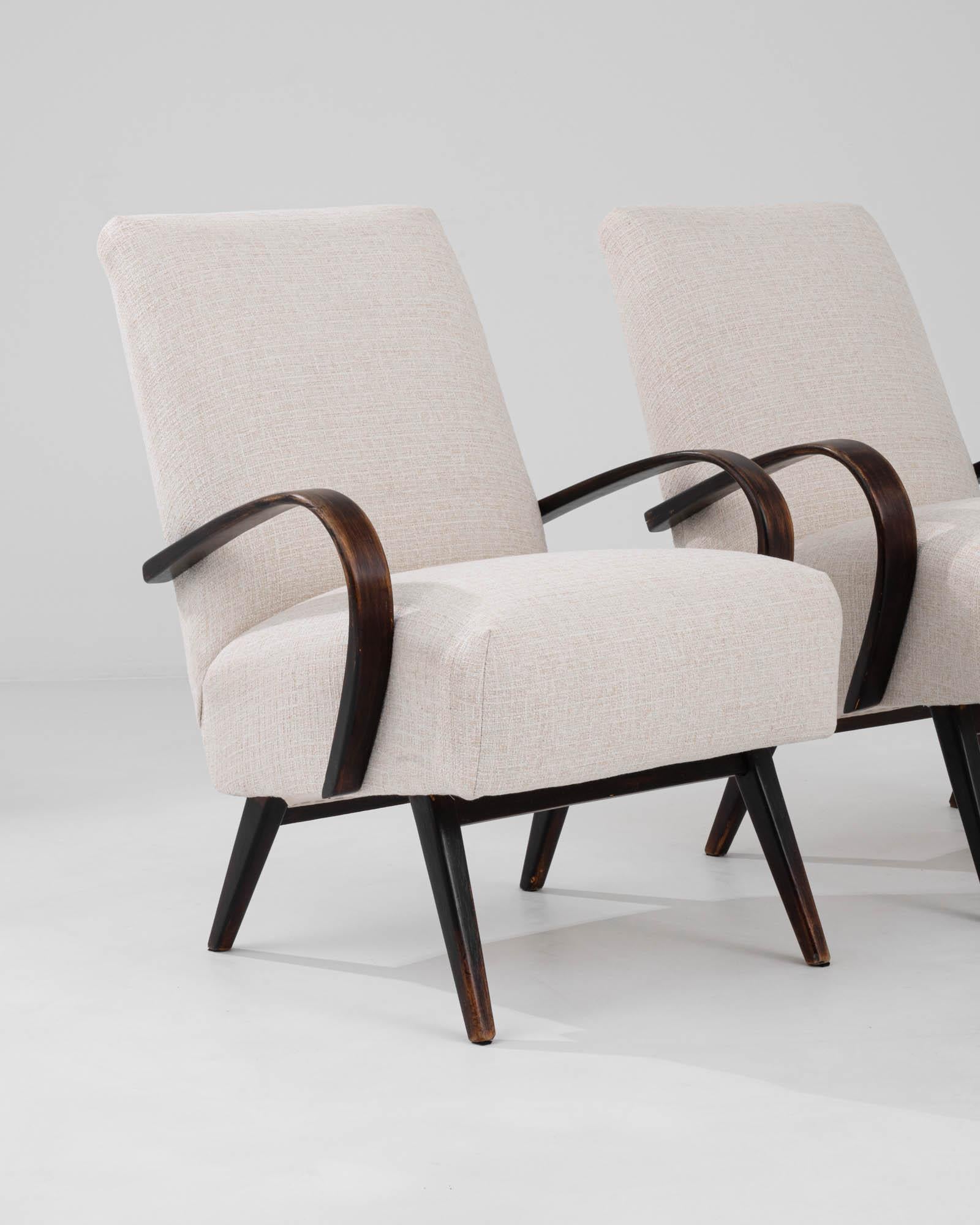 1960s Czech Upholstered Armchairs By J. Halabala, a Pair For Sale 4