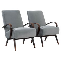 Retro 1960s Czech Upholstered Armchairs By J. Halabala, a Pair