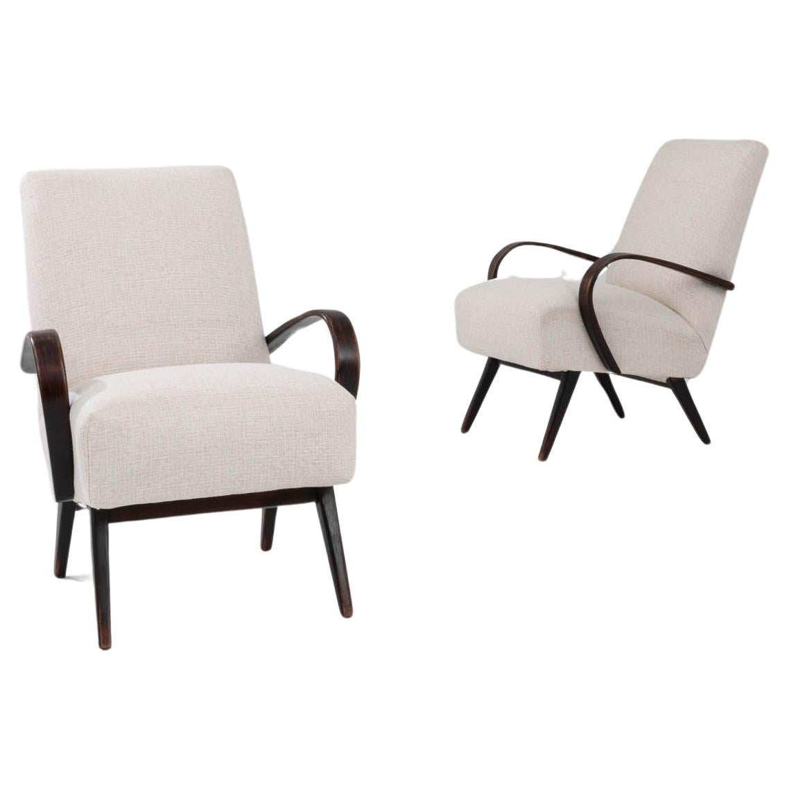 1960s Czech Upholstered Armchairs By J. Halabala, a Pair For Sale
