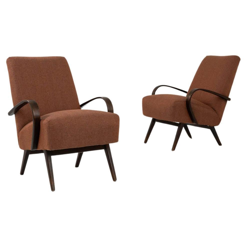 1960s Czech Upholstered Armchairs By J. Halabala, a Pair For Sale