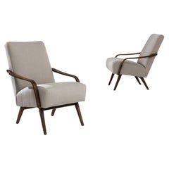 1960s Czech Upholstered Armchairs by J. Halabala, a Pair