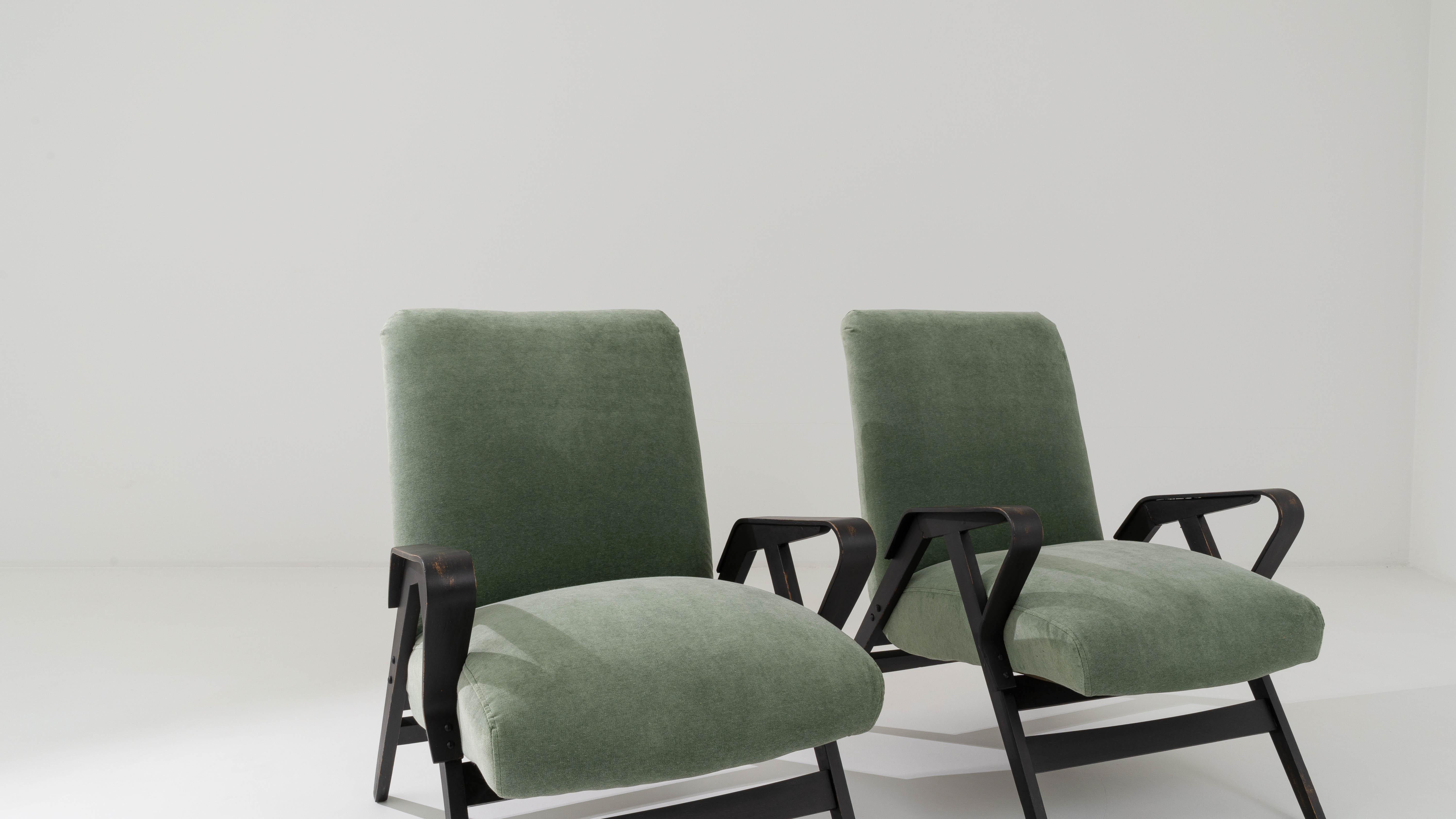 Mid-Century Modern 1960s Czech Upholstered Armchairs By Tatra, a Pair 