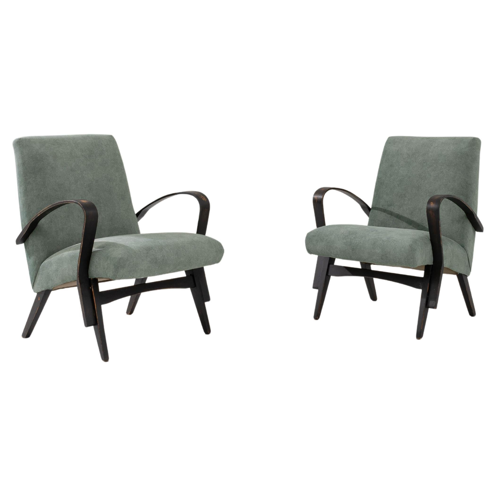1960s Czech Upholstered Armchairs By Tatra, a Pair For Sale