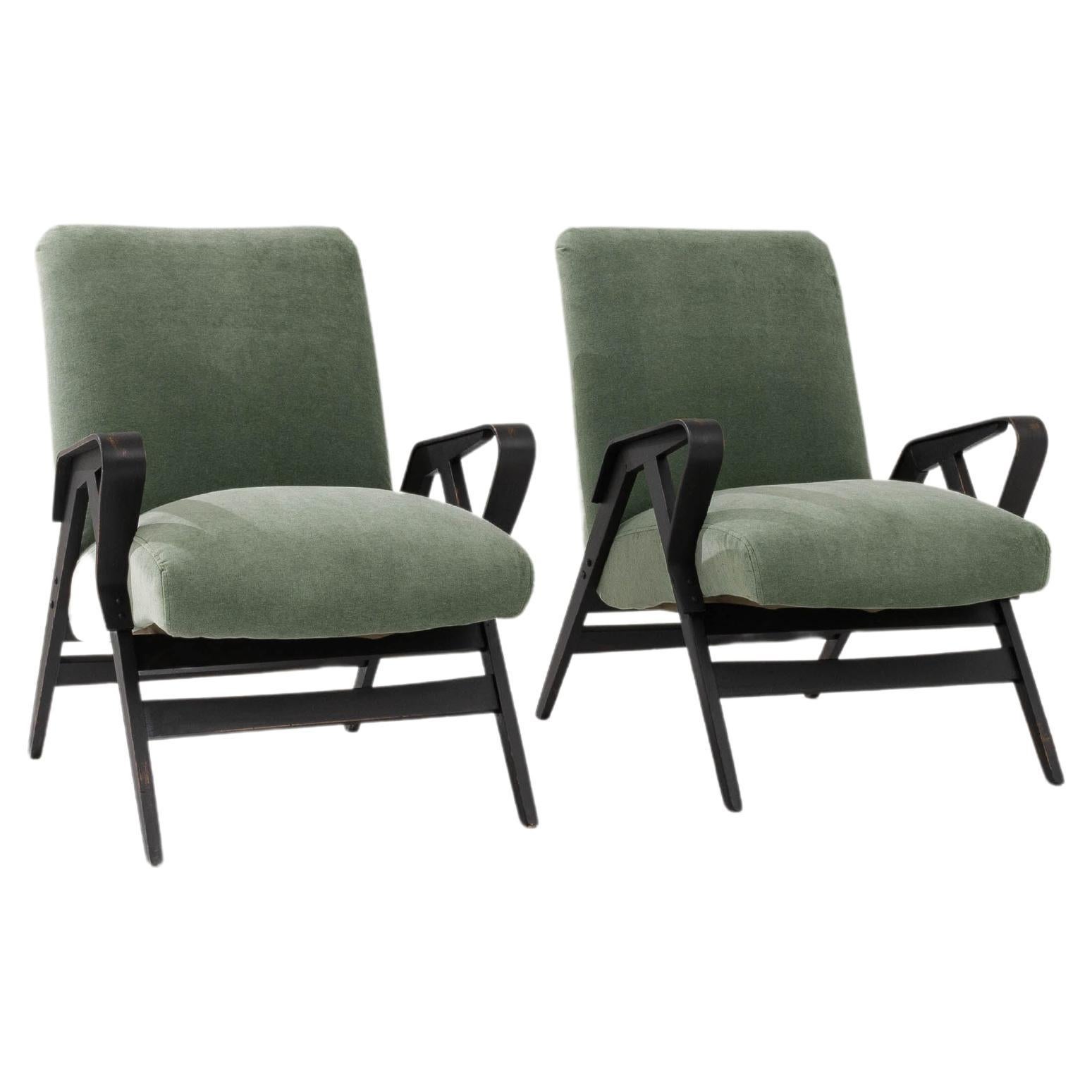 1960s Czech Upholstered Armchairs By Tatra, a Pair 