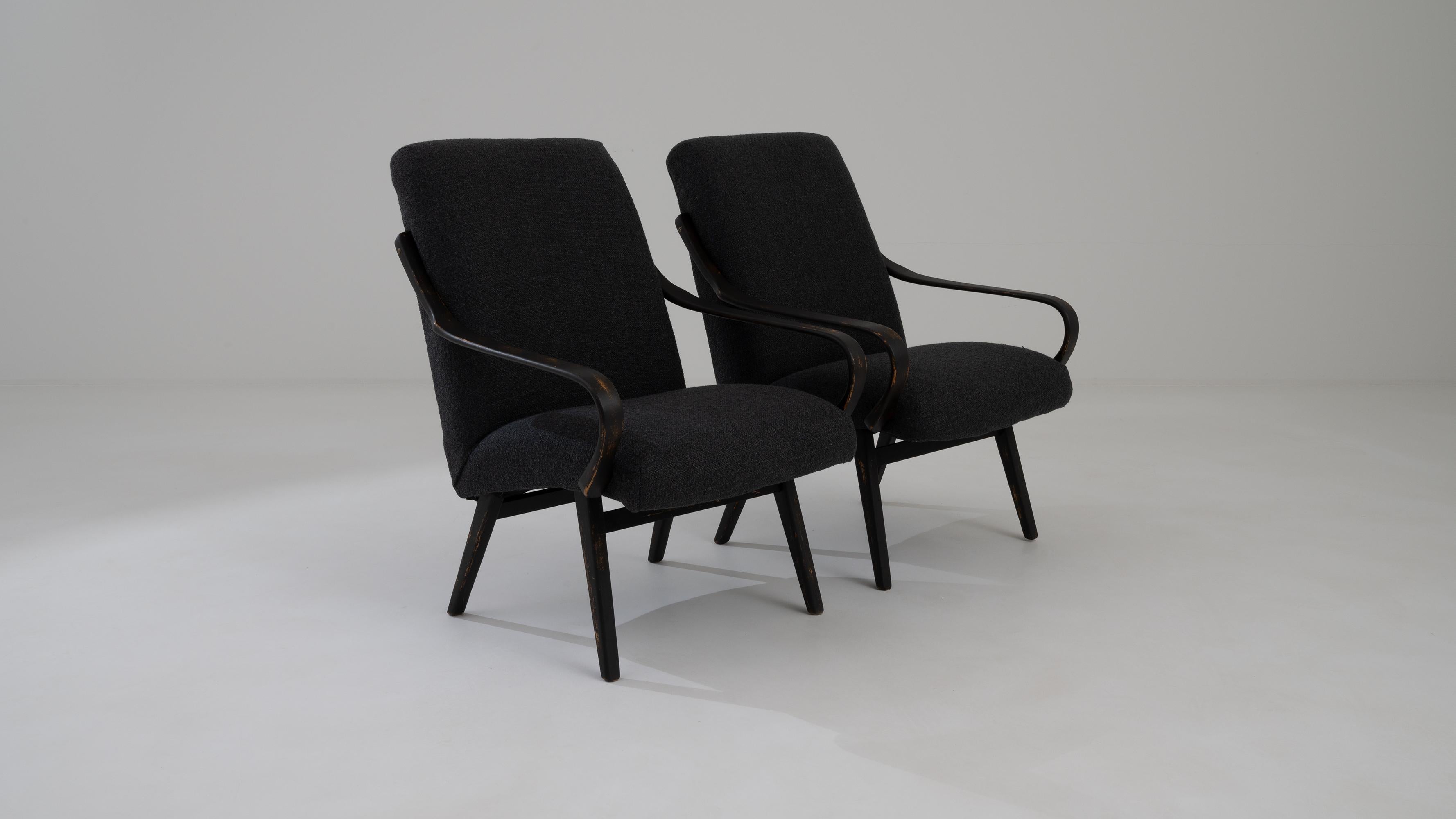 1960s Czech Upholstered Armchairs by TON, A Pair For Sale 4