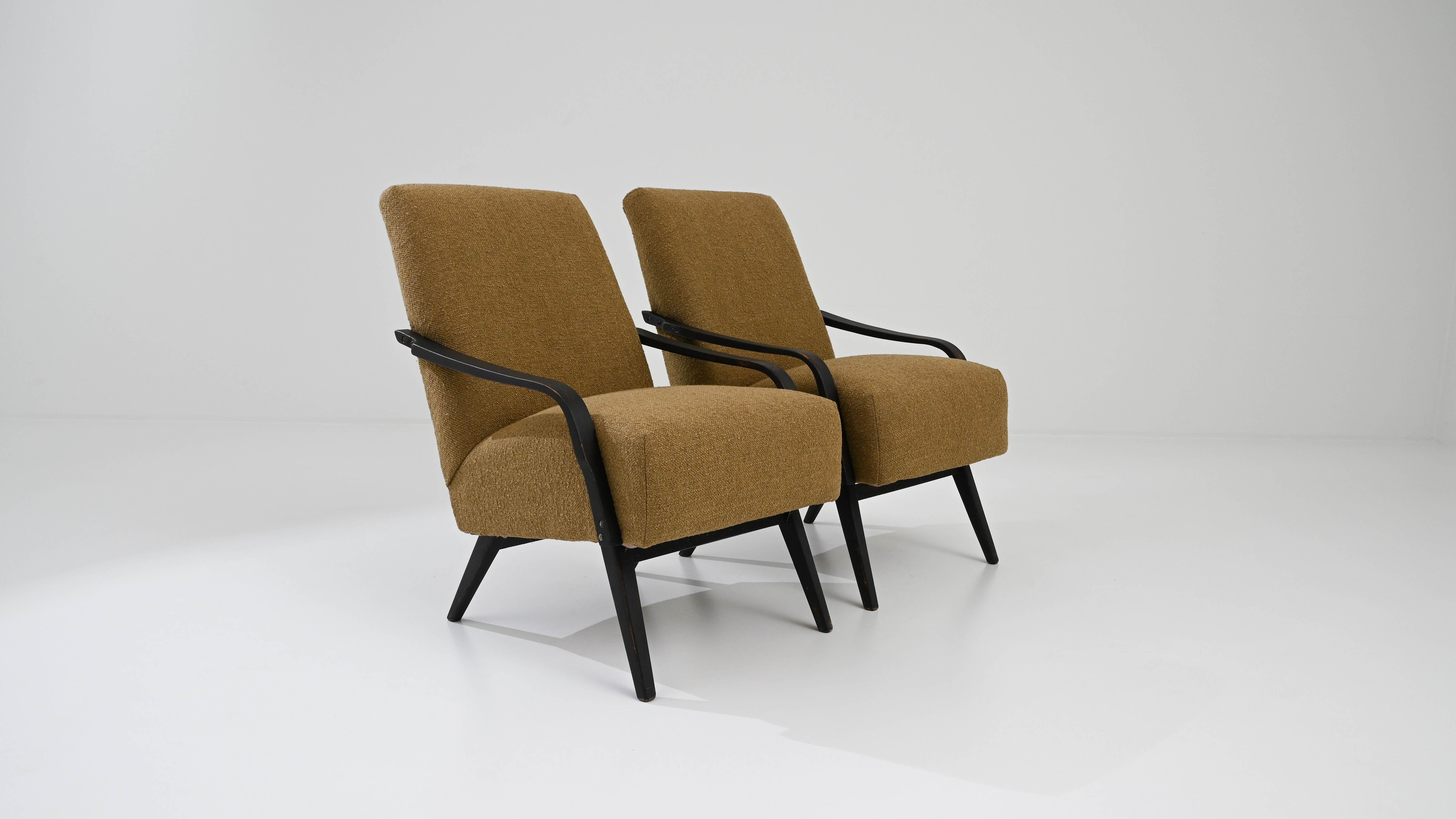 1960s Czech Upholstered Armchairs by TON, a Pair For Sale 5