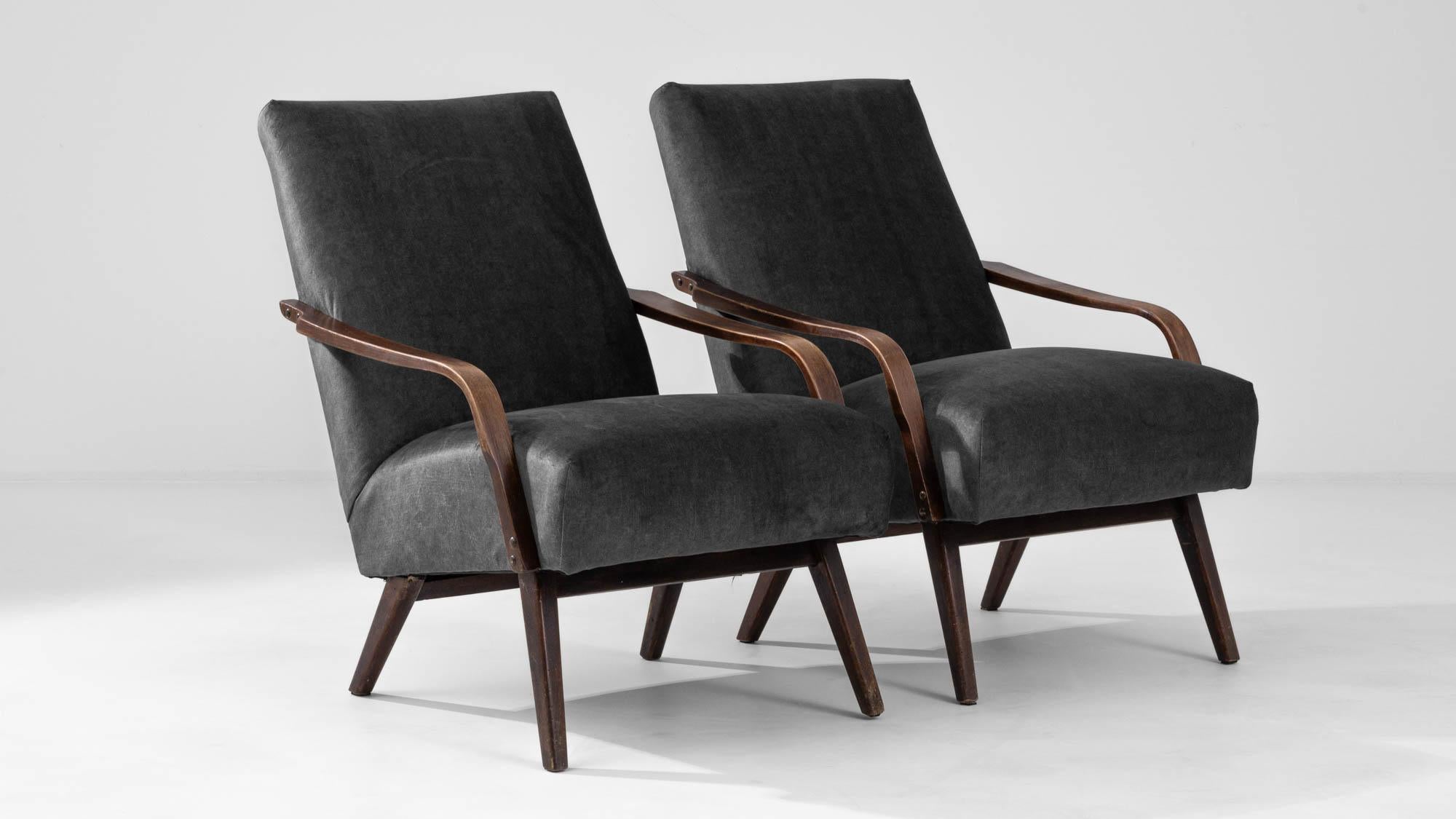 1960s Czech Upholstered Armchairs By TON, a Pair For Sale 6