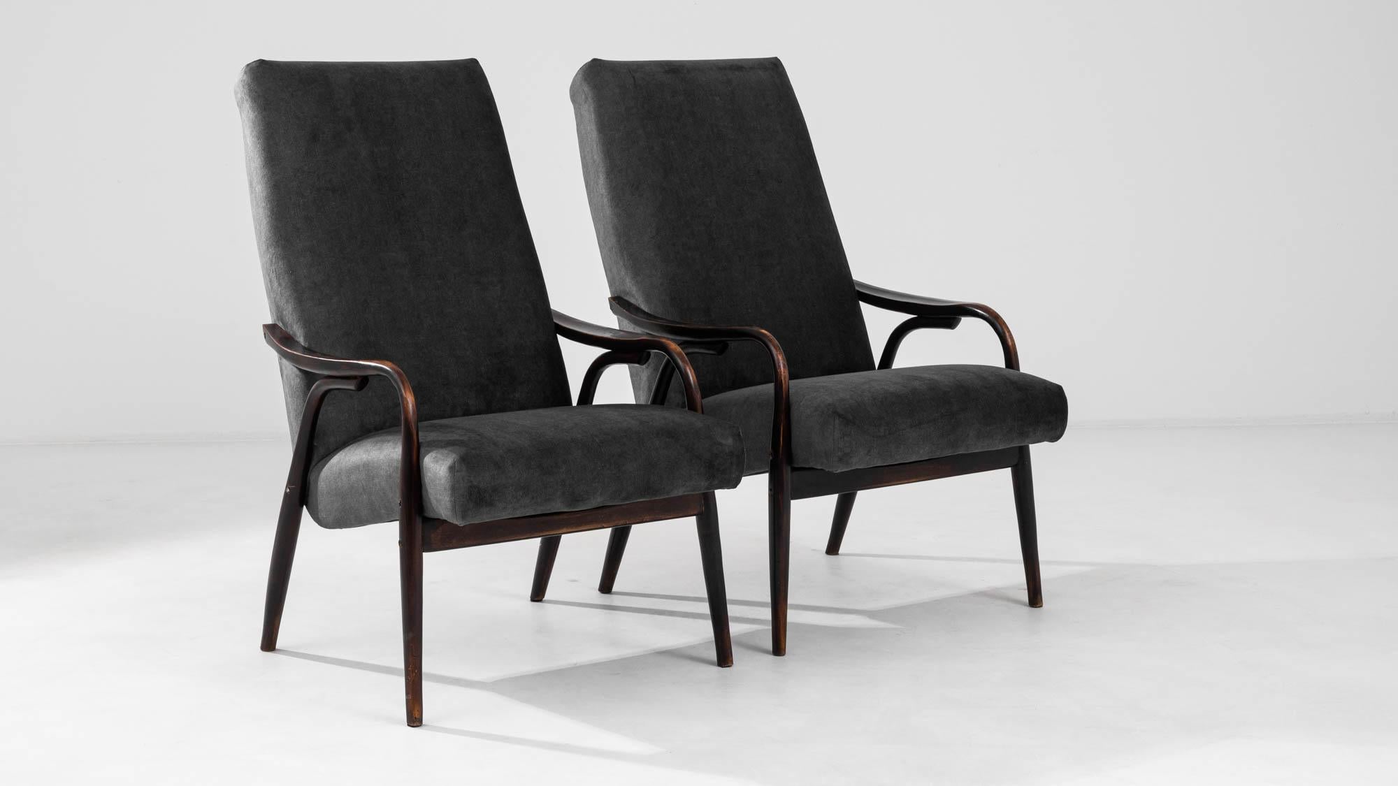 1960s Czech Upholstered Armchairs By TON, a Pair For Sale 8