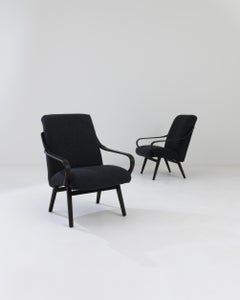 A Pair Czech Mid-Century Modern Armchairs by TON, Bouclé, Circa 1960