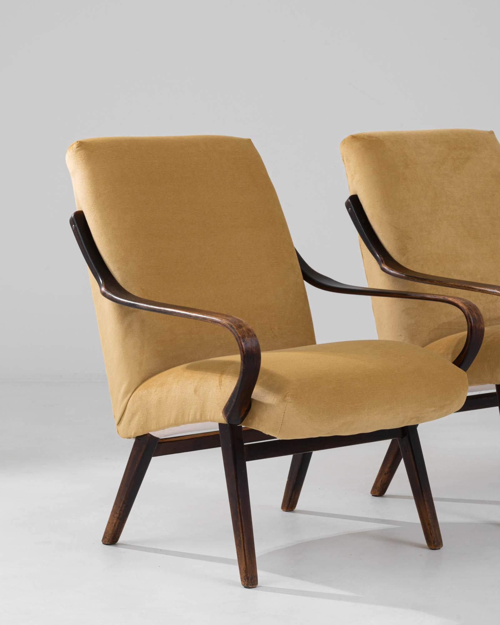 1960s Czech Upholstered Armchairs By TON, a Pair In Good Condition In High Point, NC