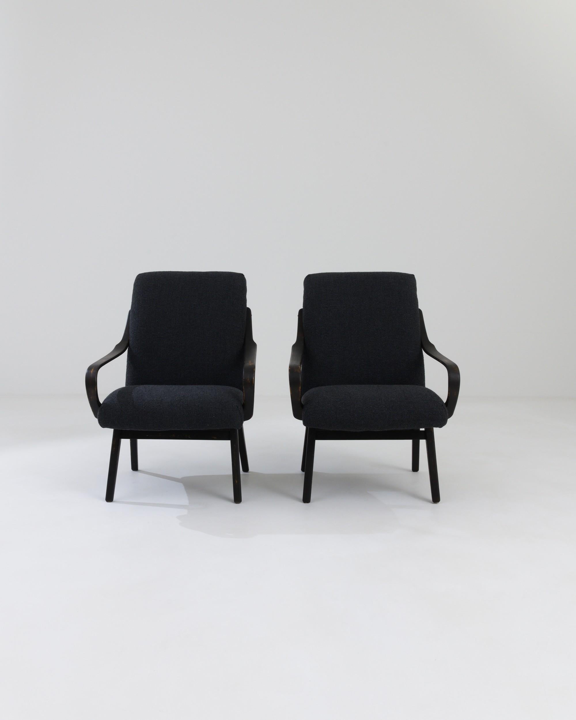 Mid-20th Century 1960s Czech Upholstered Armchairs by TON, A Pair For Sale