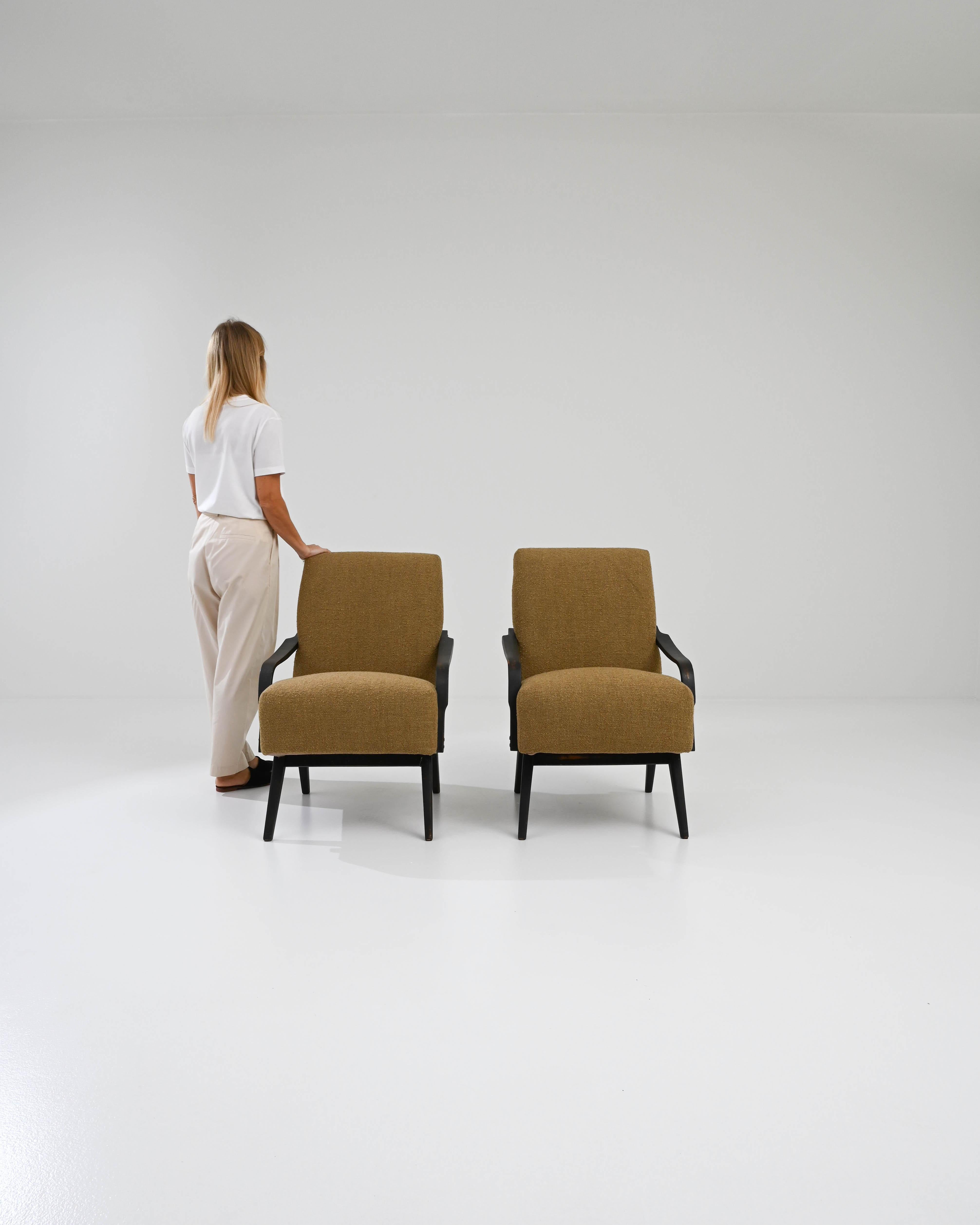 Mid-20th Century 1960s Czech Upholstered Armchairs by TON, a Pair For Sale