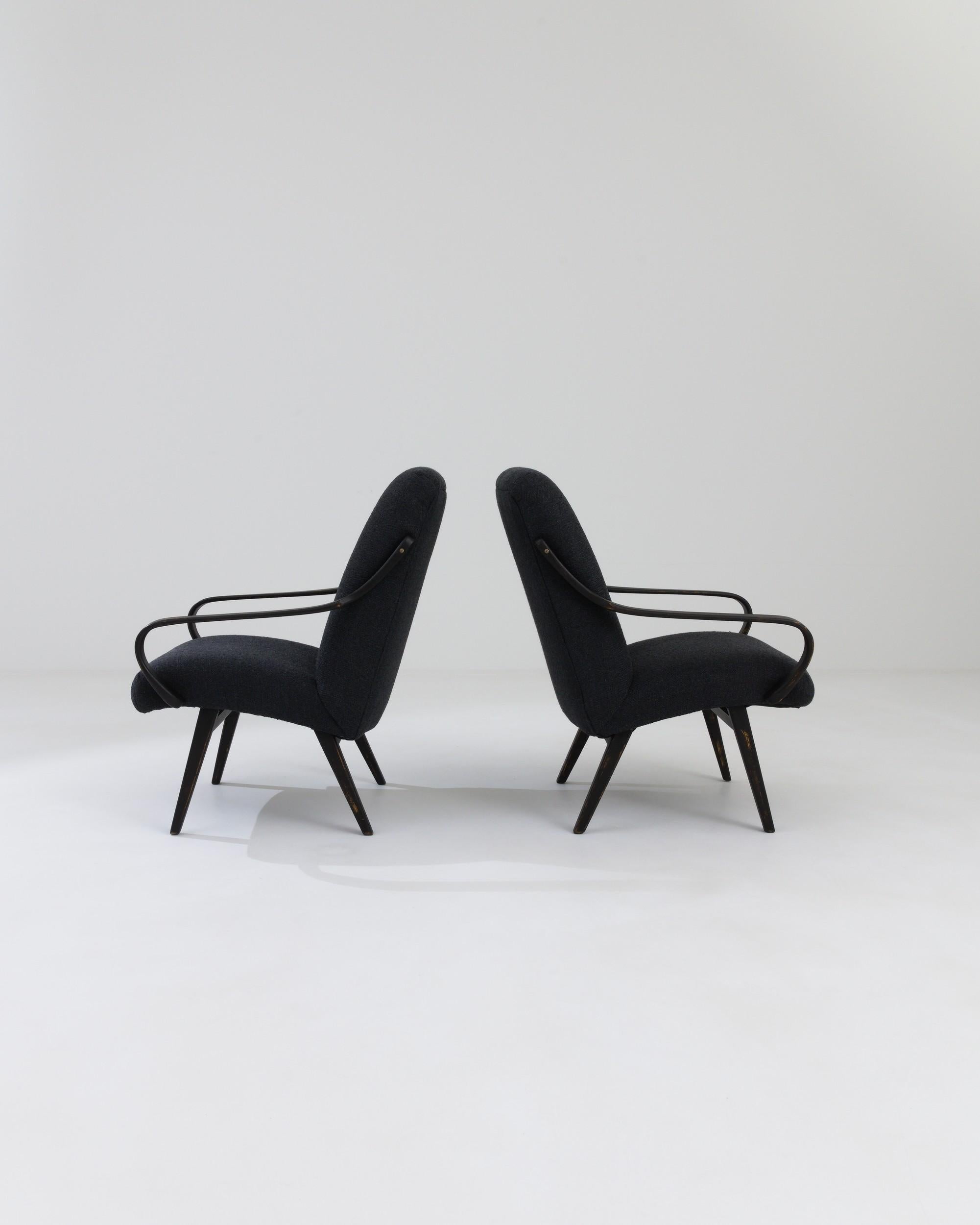 Bouclé 1960s Czech Upholstered Armchairs by TON, A Pair For Sale