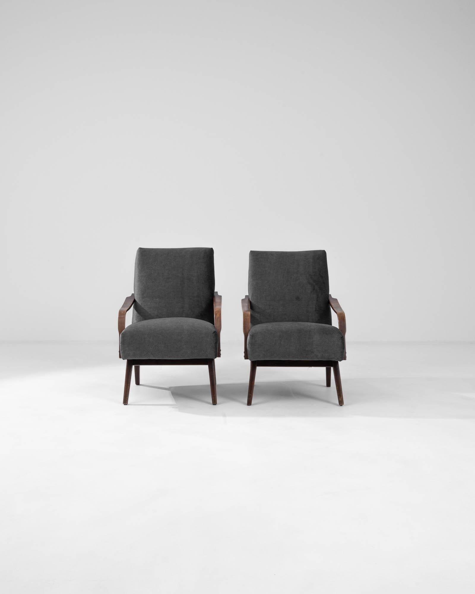 1960s Czech Upholstered Armchairs By TON, a Pair For Sale 1