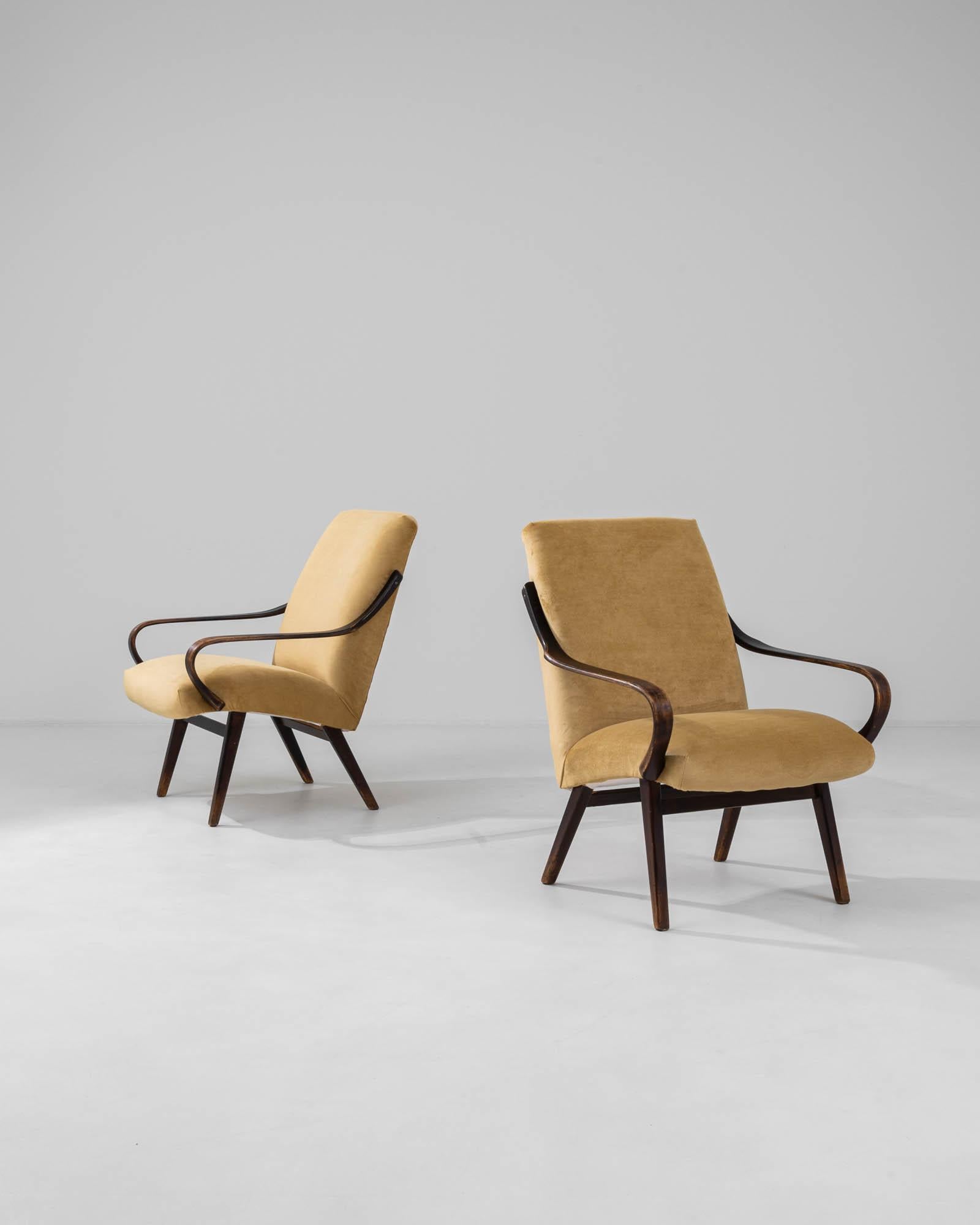 1960s Czech Upholstered Armchairs By TON, a Pair For Sale 3