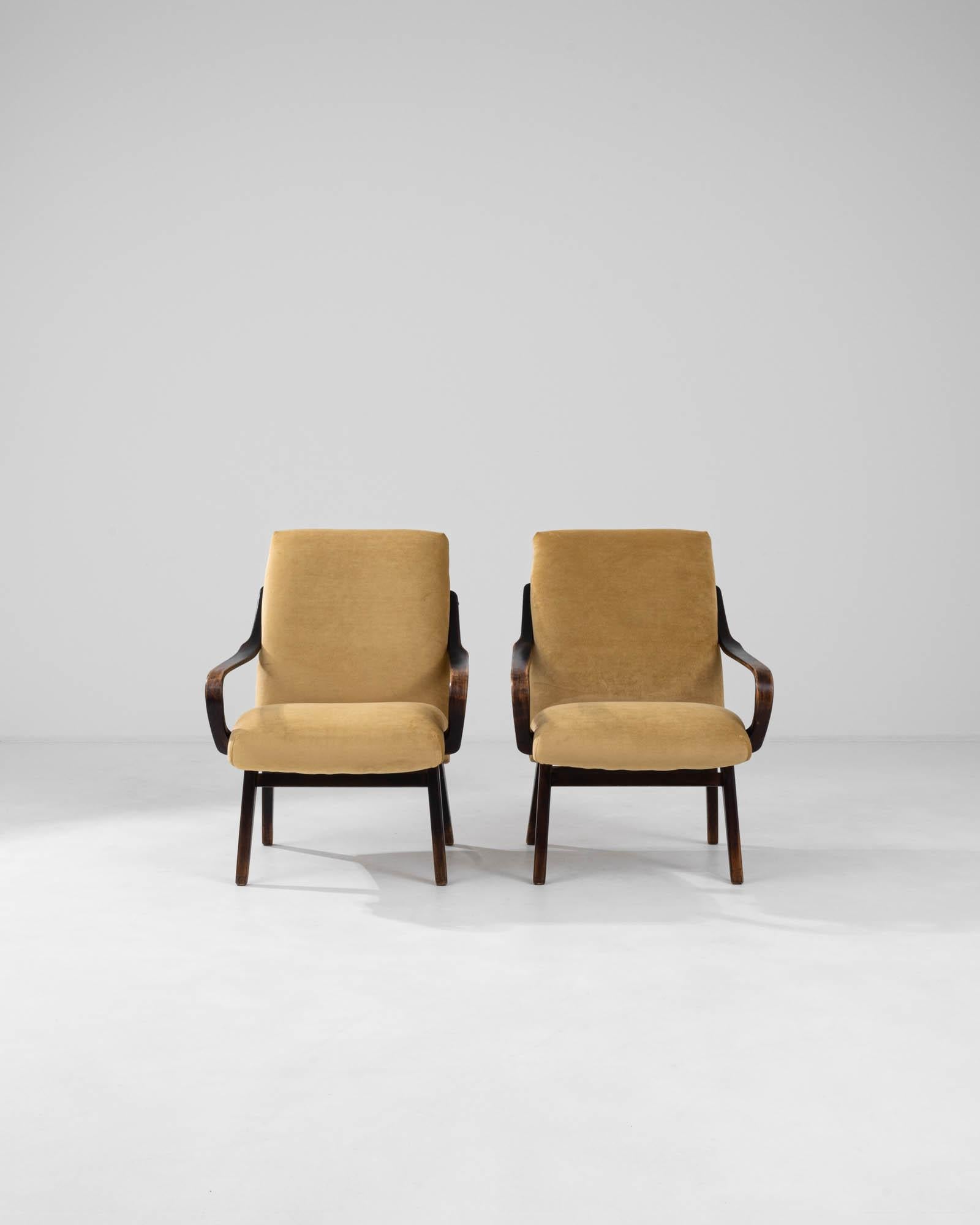 1960s Czech Upholstered Armchairs By TON, a Pair For Sale 4